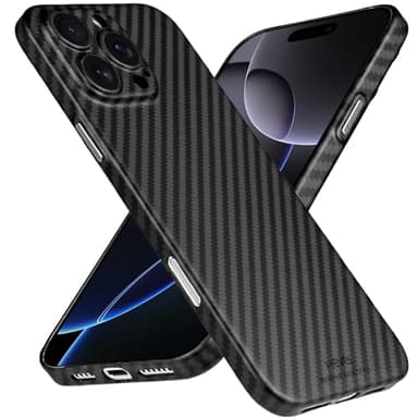 X-level Funda Magnética para iPhone 16 Pro MAX, Compatible con MagSafe Carcasa Ultradelgado 0.35 mm Fibra de Carbono Antichoque Anti-Arañazos y Protección a Bordes Case para iPhone 16 Pro MAX- Negro