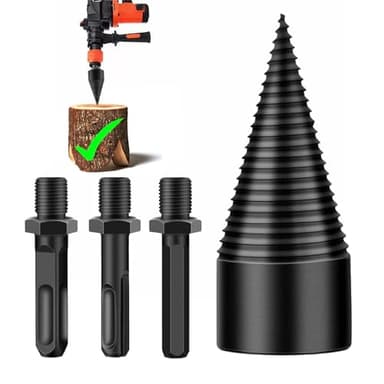 Ceeyoll 32mm Astilladora de Leña,Wood Splitter Drill Bits, Broca para dividir troncos de leña extraíble,Removable Wood Splitter Drill Bits with 3 Handle, Se puede utilizar para cortar madera.
