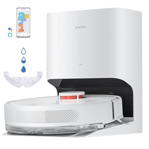 Xiaomi Robot Vacuum X10 - Robot Aspirador y fregasuelos con Sistema Inteligente de navegación láser (LDS), succión de 4000 Pa, Base de autovaciado, 5200 mAh, Blanco