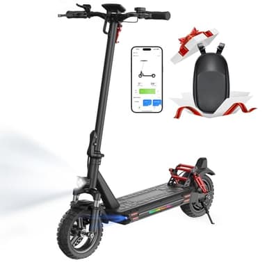 iScooter 10" Patinete Electrico Adultos con Cerraduras Electrónicas, Motor de 8OO, Autonomía 40-45KM, MAX 25 KM/H, Control App, Scooter Eléctrico Adulto Plegable, Carga 150 kg, Bolsa