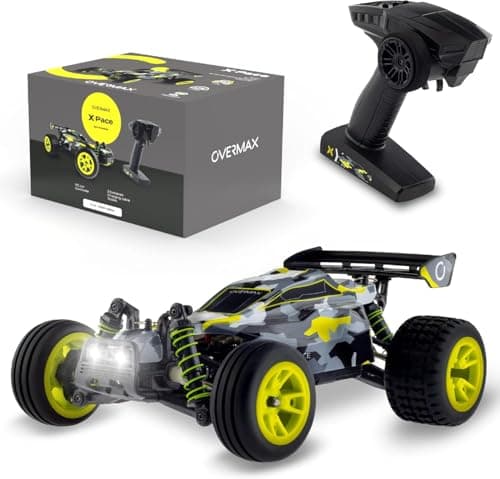 Overmax X-Pace RC Plane 4x4 Speed Tracción 45kmh Alcance 100 Metros Suspensión de Resorte Independiente Luces LED Big Car Conducir sin Cargar: 30 Minutos