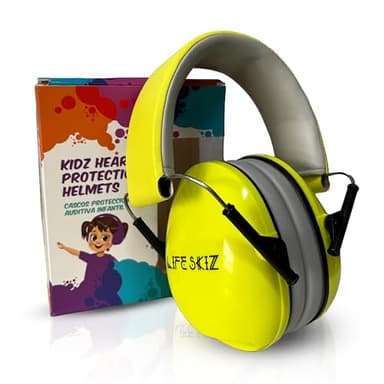 LIFE SKIZ Cascos antiruido niños.Protección auditiva infantil.Ideal para niños con autismo y sensibilidad al ruido.De 3 a 16 años.Cascos para estudiar.Reducen el ruido excesivo. (amarillo)