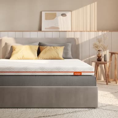 Sweetnight Topper Colchón Viscoelástico Grosor de 10cm, 135x190cm, Sobrecolchón de Espuma con Memoria en Gel, Funda Desmontable, Lavable y Transpirable, 135x190x10cm