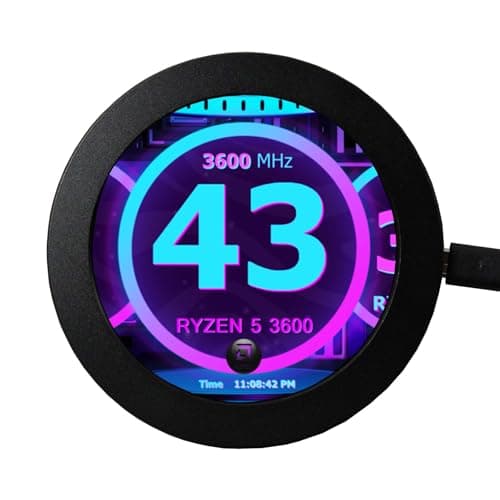 VSDISPLAY Monitor Circular LCD IPS de 450 nits, Mini Puerto de Video alimentación Micro USB, para CPU de Bricolaje, GPU, Temperatura y Pantalla de PC