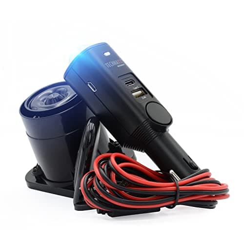 Sistema de alarma Technaxx para coches, furgonetas, vehículos, hogares con sensor de movimiento PIR, sirena externa 105 dB, 2 USB - ~7 días de tiempo de trabajo - Alarma seguridad para coches TX-168