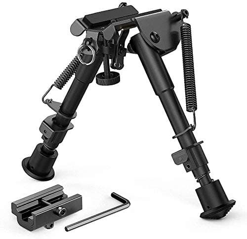 Lejie 6 a 9 Pulgadas Bípode Extensible Negro Aluminio y Fibra de Carbono con Adaptadores para Rifle Pistola de Aire