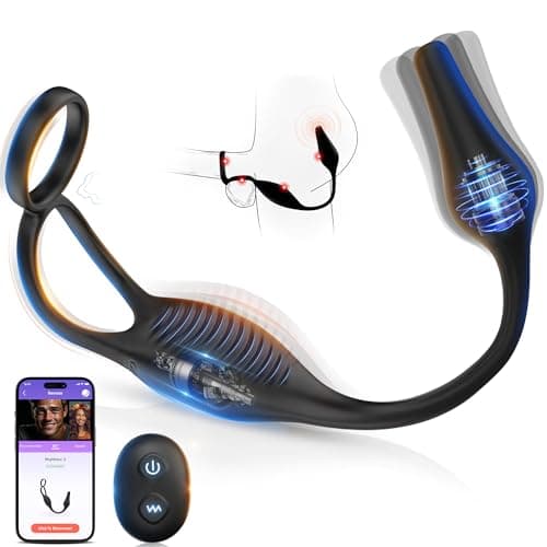 Estimulаdor de Próstаtа con Anillo de Martillo, Silicona Masajе de Próstаtа, Macho Remoto, USB Enchufe de Próstata 7 Modo Masajеador de Próstаtа Hombre, Pareja, Negro