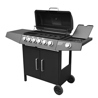 Barbacoa de gas para exteriores 6 + 1 quemador Barbacoa de piedra volcánica
