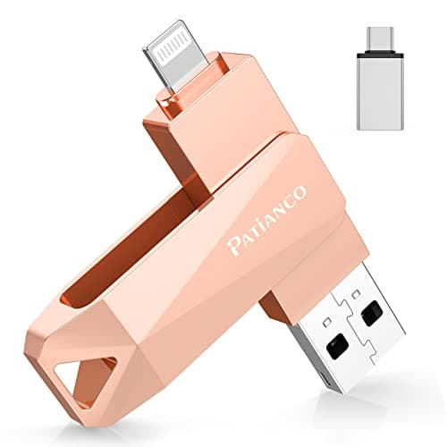 Patianco Pendrive USB para iPhone MFi Certificado 512GB Memoria USB3.0 para iPad 3en1 Flashdrive Photostick Lightning para OTG Android Mac PC iOS,Rosa