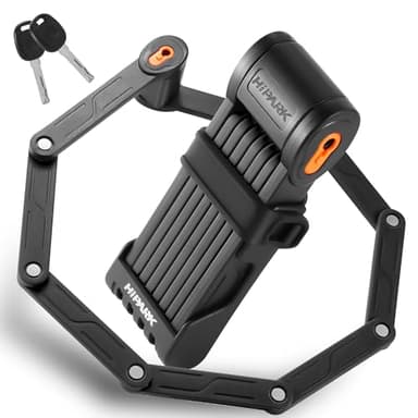 HIPARK Candado plegable para bicicleta, 100 cm, con llaves, candado de alta seguridad con soporte, cerradura de aleación de acero para bicicleta, bicicleta eléctrica, color negro