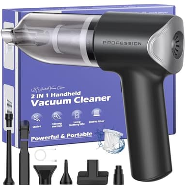 Bemkia Aspirador de Mano Sin Cable, 21000Pa Mini Aspiradora Coche con 2 Filtros HEPA, 4 en 1 Aspiradora Portatil Handheld Vacuum Cleaner para Vehículo Oficina Hogar (Negro)