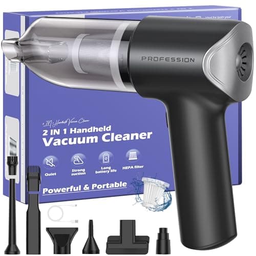 Bemkia Aspirador de Mano Sin Cable, 21000Pa Mini Aspiradora Coche con 2 Filtros HEPA, 4 en 1 Aspiradora Portatil Handheld Vacuum Cleaner para Vehículo Oficina Hogar (Negro)