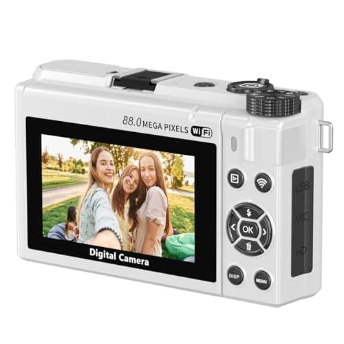 GOWENIC Cámara 8K Zoom 18X Enfoque Automático Pantalla de 3 Pulgadas Cámara sin Espejo con Batería Dual para Viajeros y Vloggers (WHITE)