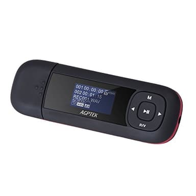AGPTEK Portátil Reproductor MP3 8GB con USB Flash, Radio FM, Grabación de Voz, Memoria USB, Soporta Expansión hasta 128GB, NO Necesita Cable de Data, Negro