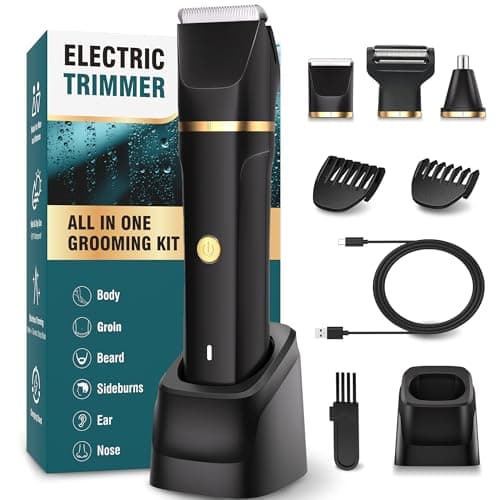 Afeitadora Corporal Masculina, 3 en 1 Depiladora Corporal Hombre, Maquina Depilar Hombre para Axilas, Pecho y Pierna, Base Recarga USB, Recortadora Corporal Hombre, IPX7 Recortadora de Barba Hombre