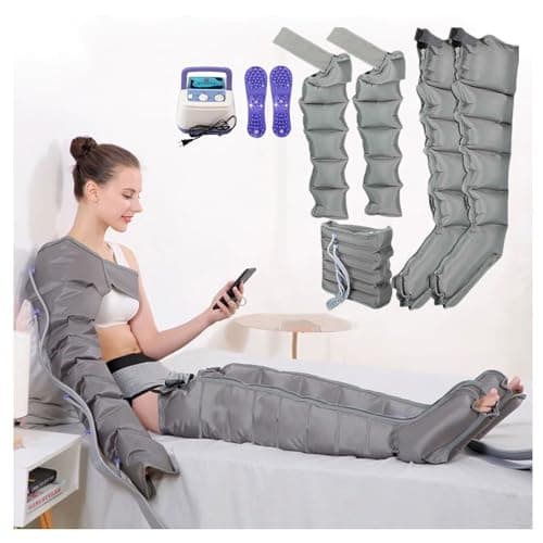 Masajeador de piernas con compresión de Aire, Presoterapia para Casa Botas Compresión Presoterapia, Refuerzo de circulación para pies, Piernas, Cintura (6 Chamber, 2 Legs+2 Arm+1 Waist)