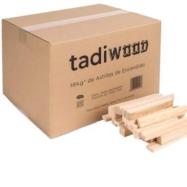 Astillas de Encendido Ideal para encender Barbacoas de leña, de carbón, chimeneas, Estufas, calderas, etc. 100% Natural Hecho en España. 18kg.