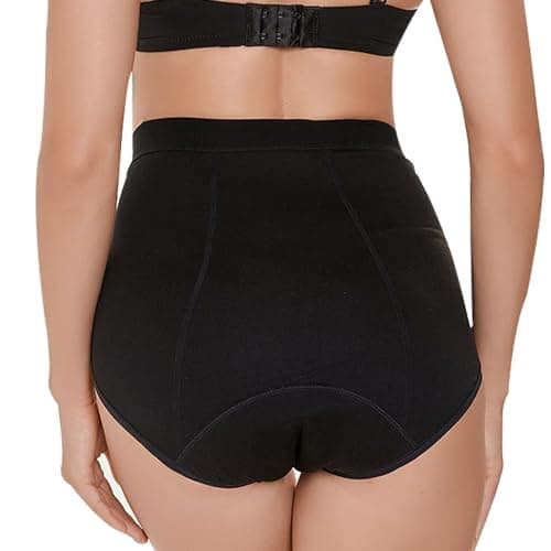 Braga para La Incontinencia Urinaria Slip para Mujer Lavable Algodón Adulto Diseñado para Mujeres con Incontinencia Cintura Alta Reutilizable Ropa Interior Menstrual,3XL,Black