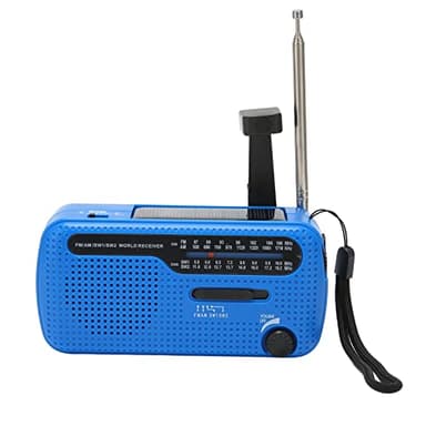 Radio Solar AM/FM/SW1/SW2 con Manivela Manual, Radio con Batería Y Linterna LED, Radio Solar para Las últimas Noticias, Programas de Entrevistas, Música(Azul)