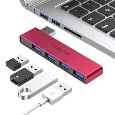Hub USB para portátil, Hub USB mogood 3.0 Hub USB Ultra Delgado Data Hub USB [no admite Carga] Adecuado para computadoras portátiles,PC Windows,Mac,impresoras,Unidades Flash, Discos Duros móviles
