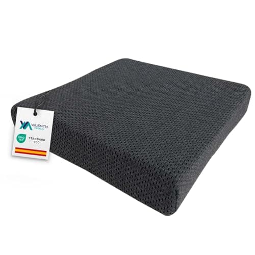 VALENTIA MEDICAL - Cojin Antiescaras Viscoelástico + Espuma HR 42x42x8 - Cojín viscoelástico para Silla de Ruedas, Oficina, Hogar, Coche, Corrector de Postura