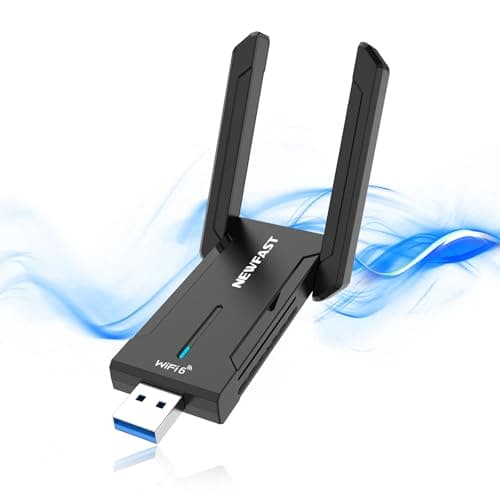 NEWFAST 5400Mbps Adaptador WiFi USB para PC, USB WiFi 6E AXE5400 Tri-Banda Adaptador WiFi con 2 Antena, USB3.0, WPA3, Receptor WiFi Compatible con Windows 10/11
