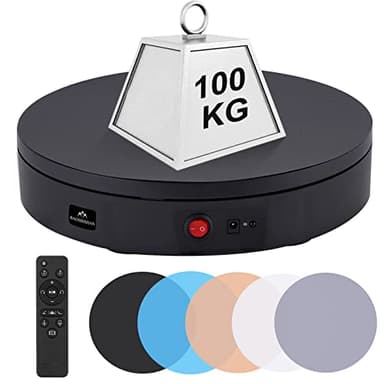 BAOSHISHAN Base Giratoria Eléctrica Plataforma Soporte de Exhibición Control Remoto para Fotografia 100KG 30cm Negro