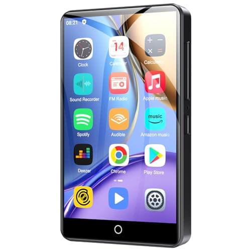 Reproductor MP3 80GB con Bluetooth y WiFi, Mp3 & Mp4 Reproductor de Música, Oilsky 4'' 1080P Pantalla Táctil Reproductor, MP3 Spotify Android Portátil con Play Store App (Negro)