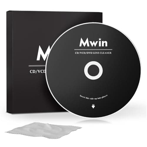 Mwin Disco de Limpieza de CD para Reproductor de CD, Seguro y eficaz para Limpiar Lentes láser, con paño de Microfibra, Kit de Limpieza de Lentes para Coche, Reproductor de CD/VCD/DVD