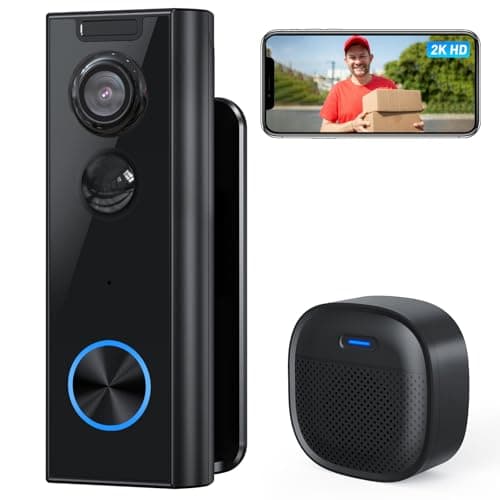 XTU Timbre Inalámbrico con Cámara, 2K HD WiFi Timbre Videoportero Exterior Impermeable con Soportes, Detección de Movimiento PIR, Visión Nocturna, Audio Bidireccional, Compatible con Alexa