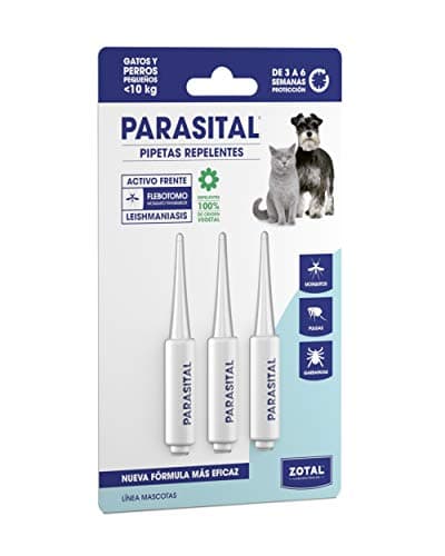 Zotal Parasital Pipetas Perros Pequeños y Gatos - hasta 10 kg - Blíster de 3 Pipetas - Protección Pulgas, Garrapatas y Mosquitos - Eficacia de 3 a 6 Semanas por Pipeta - Resistente al Agua