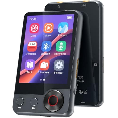 Reproductor MP3 de 128GB con Bluetooth 5.3, Reproductor de Música Portátil con 2,4'' con Altavoz, Reproductor MP3 con Radio FM, Grabación de Voz, Auriculares
