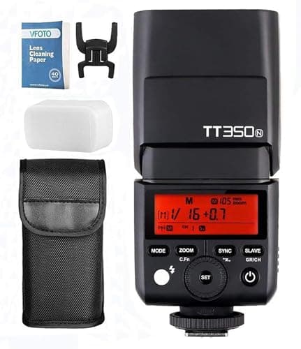 Godox TT350N Mini 2.4G TTL HSS 1/8000S GN36 Inalambrico Cámara Flash para Nikon D800 D700 D7100 D5200 D5100 D5000 D300 D300D D3200 D3100 D3000(TT350N)