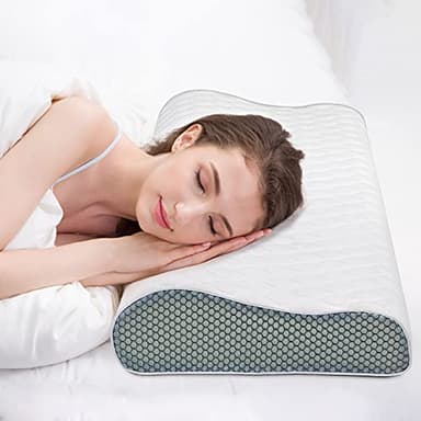 Fityou Almohada Viscoelastica, Almohada Cervical Antiacaros con 3D Malla, Almohada Ortopedica Diseño Ergonómico Terapéutico Reduce Dolores Cervicales, Funda de Bambú Extraíble y Lavable