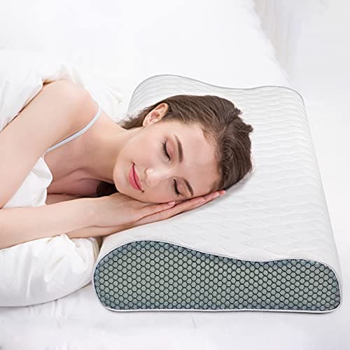 Fityou Almohada Viscoelastica, Almohada Cervical Antiacaros con 3D Malla, Almohada Ortopedica Diseño Ergonómico Terapéutico Reduce Dolores Cervicales, Funda de Bambú Extraíble y Lavable