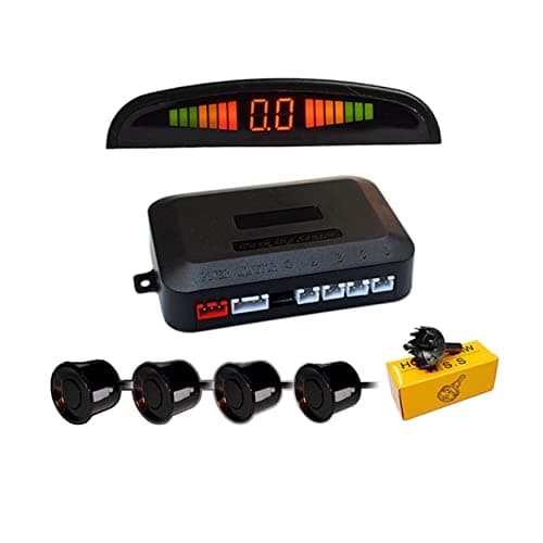 Aiuphing sensores Aparcamiento Coche, Universal 4 sensores asistentes de Aparcamiento con Pantalla de Color LED, Kit de Alarma de Audio de Marcha atrás (Negro)