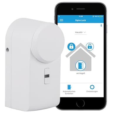 eqiva Unidad de cierre de puerta inteligente Bluetooth, blanca, 142950A0, 5,6 x 5,2 x 11,4 cm