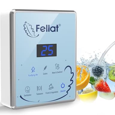 Generador de Ozono, FELLAT 600mg/h Generador de Ozono para agua y aire, Generador de Ozono Portátil con 6 modos, Generador de ozono Doméstico para limpiar frutas, verduras y carnes, eliminar olores