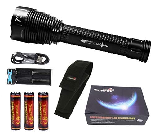 Linterna Trustfire J18 7 Led CREE XML-T6-3400 mAh Trustfire 18650-8500lm / 1 Modo / 3 baterías. Aguardos, vigilancia, caza, linterna de gran alcance (B - Linterna kit alumbrado)