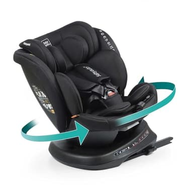 BABYAUTO – Silla de Coche Rodia Plus i-Size (0-12 Años, 40-150 cm, 0-36kg) – A Contramarcha hasta 105 cm – Rotación 360° – ISOFIX – Protección Lateral – Reclinable y Evolutiva – Black Embossed