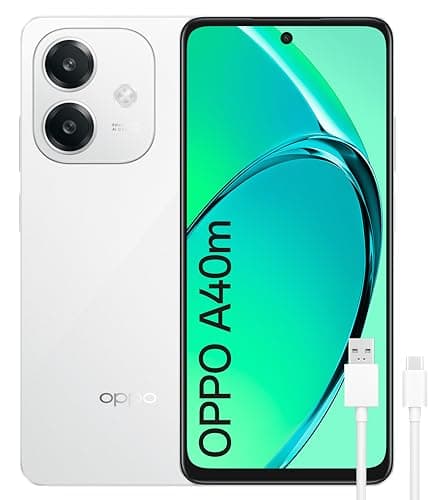 OPPO A40m - Smartphone Libre, 16GB(8GB+8GB) 256GB, Pantalla HD+ LCD 6.7", Cámara 50+2+8 MP, Android, Batería 5100mAh, Carga Rápida 45W - Blanco