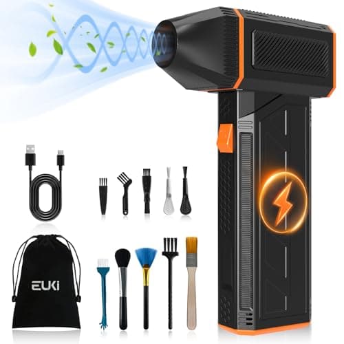 EUKI Aire Comprimido Limpieza PC, 130000 RPM Aire Comprimido Eléctrico, Soplador de Aire Para PC Portátil, 3 Velocidades Ajustables, Limpiador PC para Limpiar PC, Sofá, Teclado, Coche