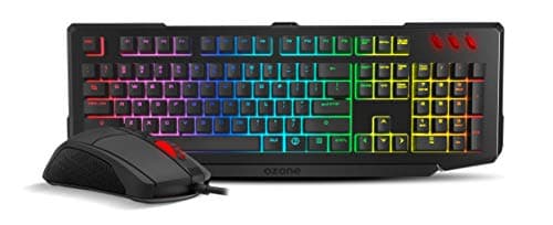 OZONE GAMING GEAR Double Tap - Combo Teclado y ratón, Teclado Semi-mecánico. switches Crost Tech, Ratón Sensor óptico AVAGO A3050-4000 dpi, RGB, Layout español, Negro