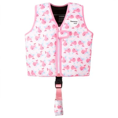 BEEWAY Chaleco de natación - chaqueta de baño para niños (1-8 años) / ayuda de flotabilidad para nadar con juguetes flotantes extraíbles y correa y hebilla de seguridad