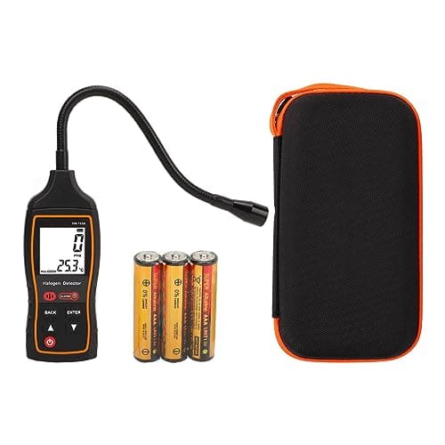 Uadme Detector de Fugas de Gas, Detector de Gases Halogeno, Probador de Fugas de Refrigerante Digital, 0 A 1000PPM Luz de Sonido Alarma de Vibración, para Aire Acondicionado