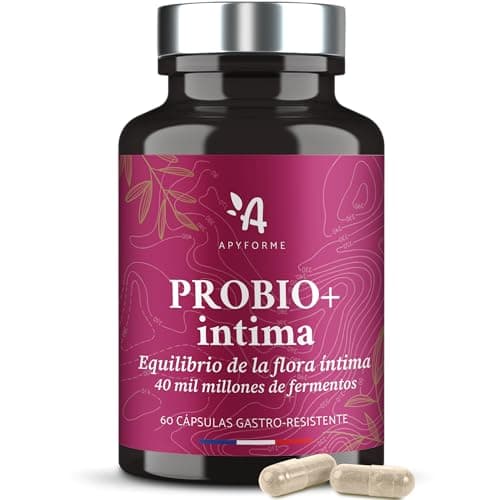 Apyforme - Probioticos Mujer Flora Intima - Hasta 40 Mil Millones UFC/Día - 4 Cepas Lactobacillus Reuteri, Rhamnosus Crispatus y Acidophilus - 60 Cápsulas Gastroresistentes - Probio+ Intima