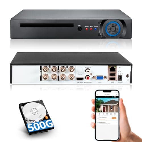 Grabador DVR de seguridad de 8 canales con disco duro de 500 G, 8 canales híbridos 6 en 1 CCTV DVR para cámara de vigilancia, soporta cámaras analógicas de 8 canales, DVR para cámara de seguridad,