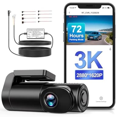 Range Tour 3K Dashcam Cámara frontal WiFi para coche con kit de 3 núcleos para vigilancia de aparcamiento de 72 horas, pantalla de 0,96 pulgadas, grabadora de conducción, control de aplicación, HDR