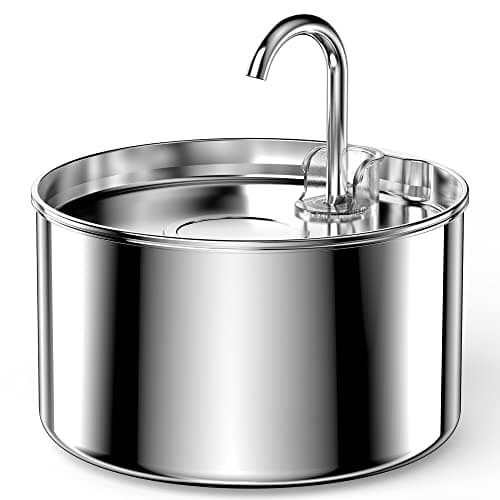 Fuente para Gatos, Bebedero Gatos, Sus 304 Acero Inoxidable, 24 Horas Mantenga el Agua Limpia, 2.2L Capacidad, Ultra-Cuet, No Sputter, Compacto, Traje para Gatos y Varios Animales Pequeños