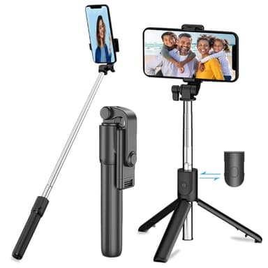 Palo Selfie Trípode Bluetooth Tripode Trípode Teléfono Flexible con Desmontable Mando y Trípode Movil Compatible Trípode para Móviles de Extensible con Control Remoto para Teléfonos iPhone y Andriod